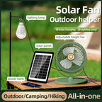 Solar-Powered Multi-Functional Floor Fan with Adjustable Height 5-Speed Settings and Emergency Power Bank