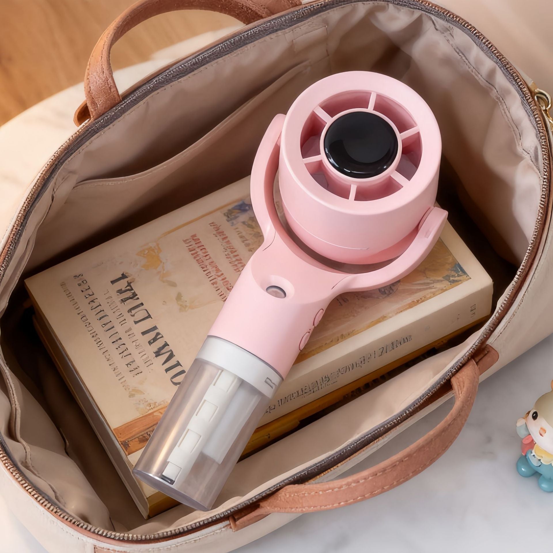 Ladies Portable Hand Fan with Spray Function and Long-Lasting Battery Compact Handheld Cooling Fan