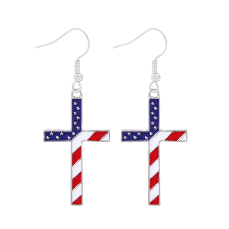 Women's Lightweight Star Earrings Enamel Flag Design Fishhook Closure Zinc Alloy