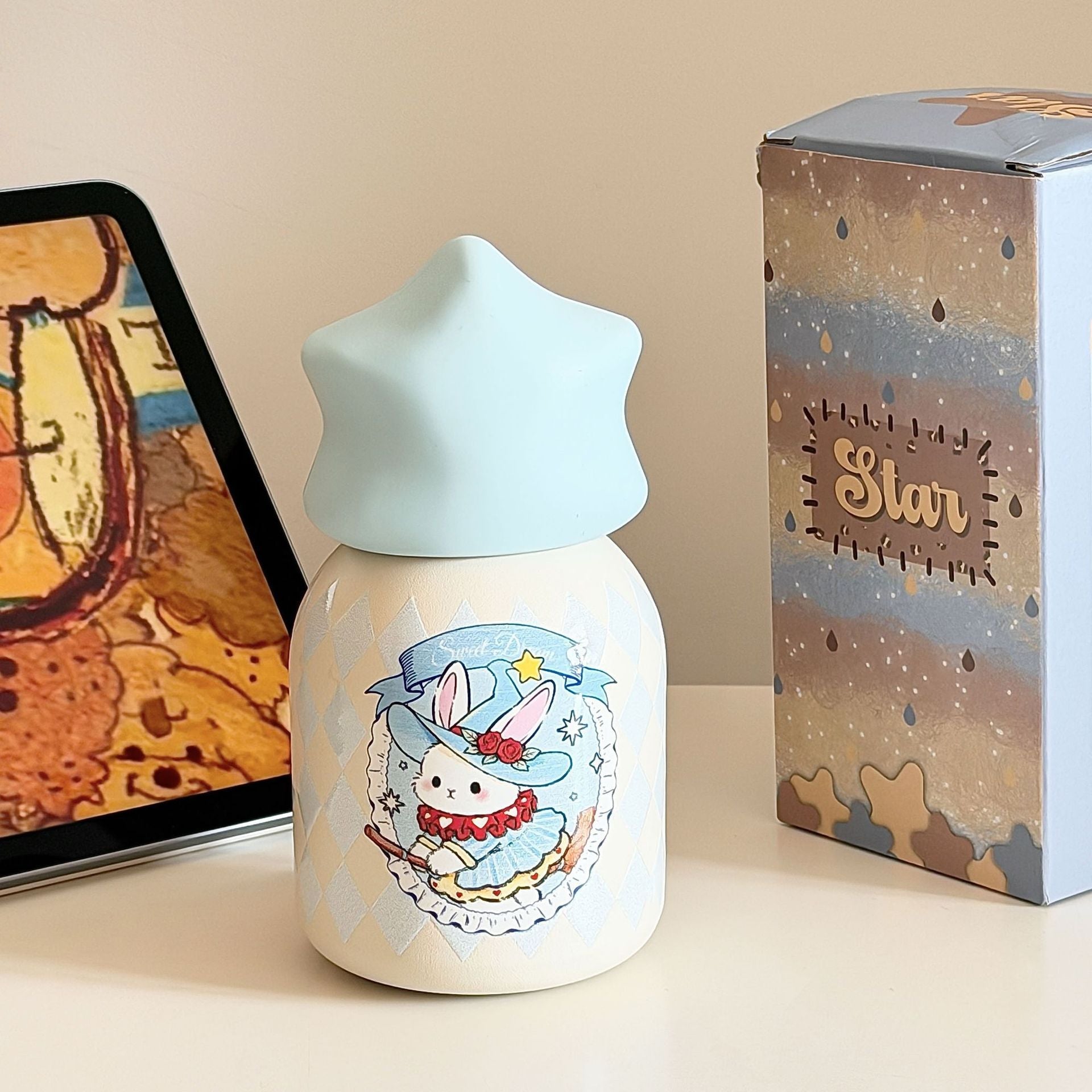Women’s BPA-Free Water Bottle with Leak-Proof Lid and Cute Rabbit Design
