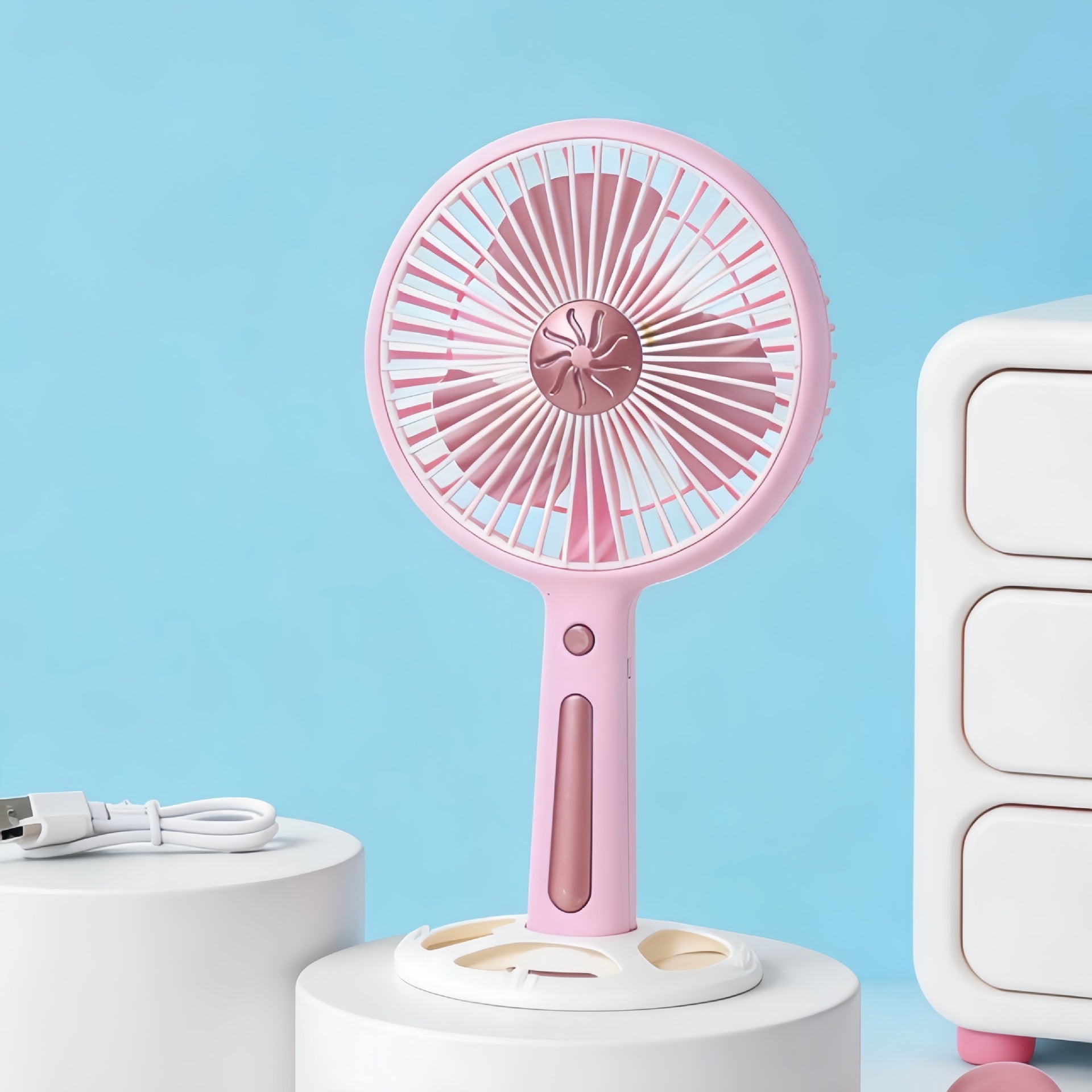 Portable Handheld Fan with Adjustable Tilt USB Rechargeable Lightweight Quiet Operation
