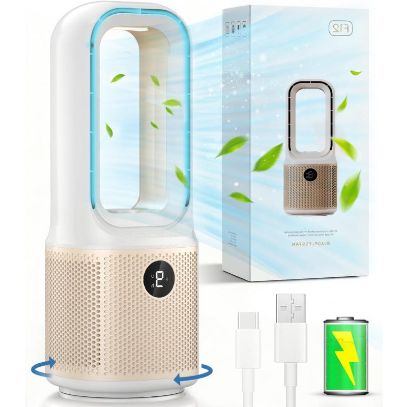 Harrow Bladeless Tower Fan With Intelligent Timer USB Rechargeable Quiet Operation
