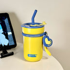 Women's Thermos Mug With Integrated Straw Leak-Proof Spill Protection Dishwasher Safe