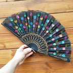 Women's Lace Fan High-Quality Breathable Fabric Artistic Floral Motifs