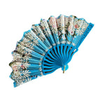 Ladies Handmade Fan Lightweight Elegant Fabric and Wood Accessory