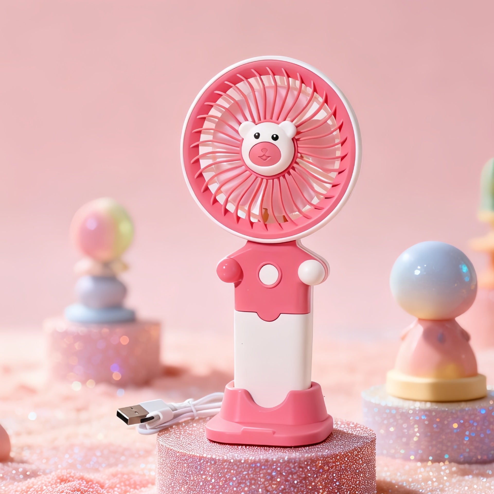 Portable USB Fan with Flexible Holder Lightweight Quiet Operation for Women