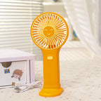 Portable USB Hand Fan for Women with Smiling Face Design Lightweight Rechargeable Handheld Fan