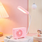 Multifunctional Table Lamp with Built-In Fan USB Powered Adjustable Brightness Compact Design