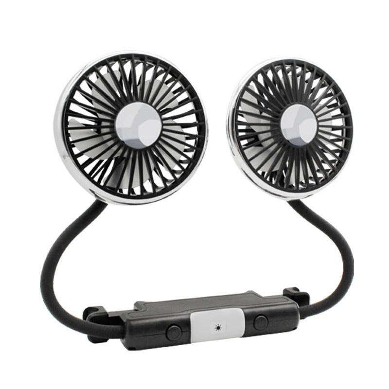 Portable Dual Head Car Cooling Fan Adjustable Speed Universal Fit
