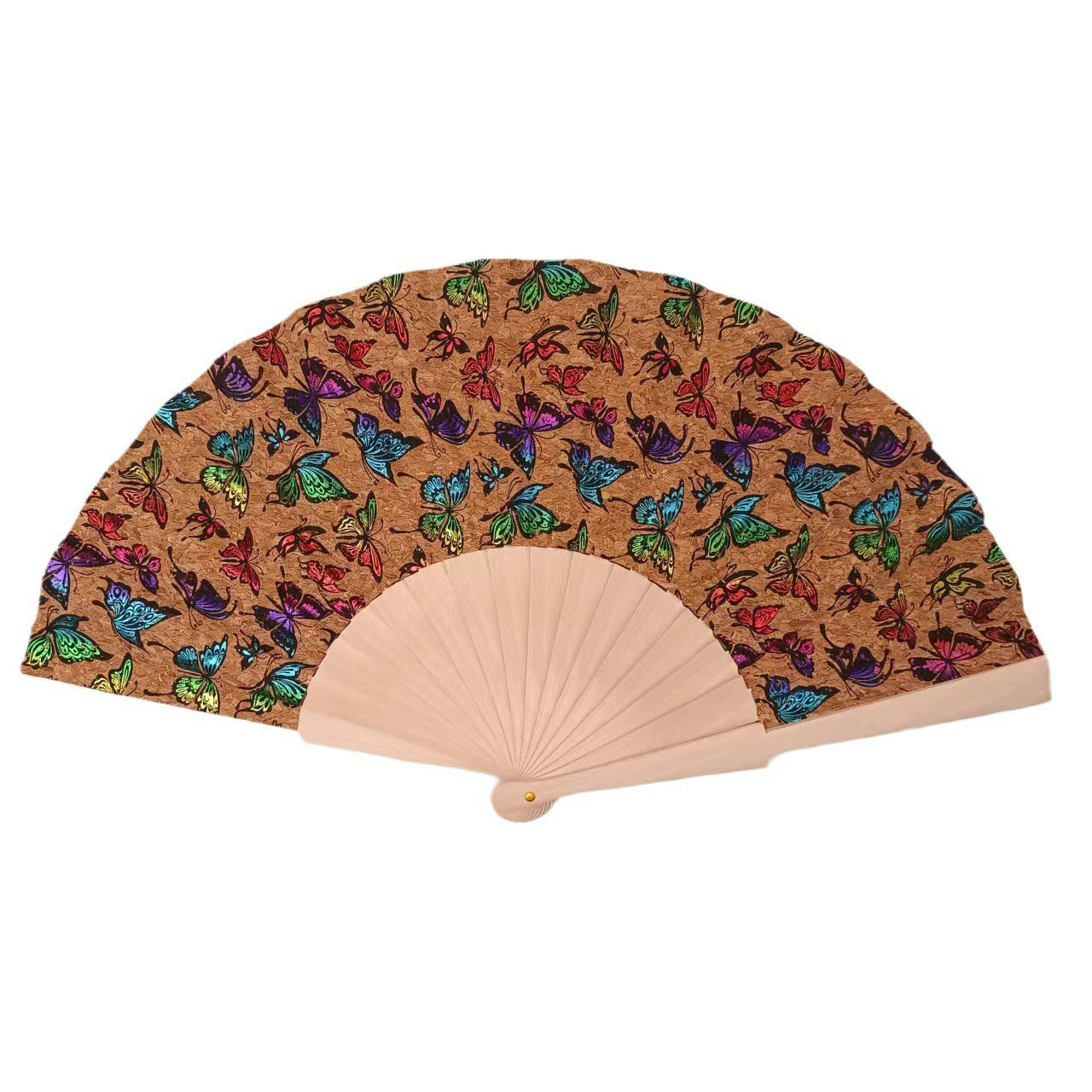 Handmade Cork and Wood Ladies Fan Lightweight Elegant Portable Accessory