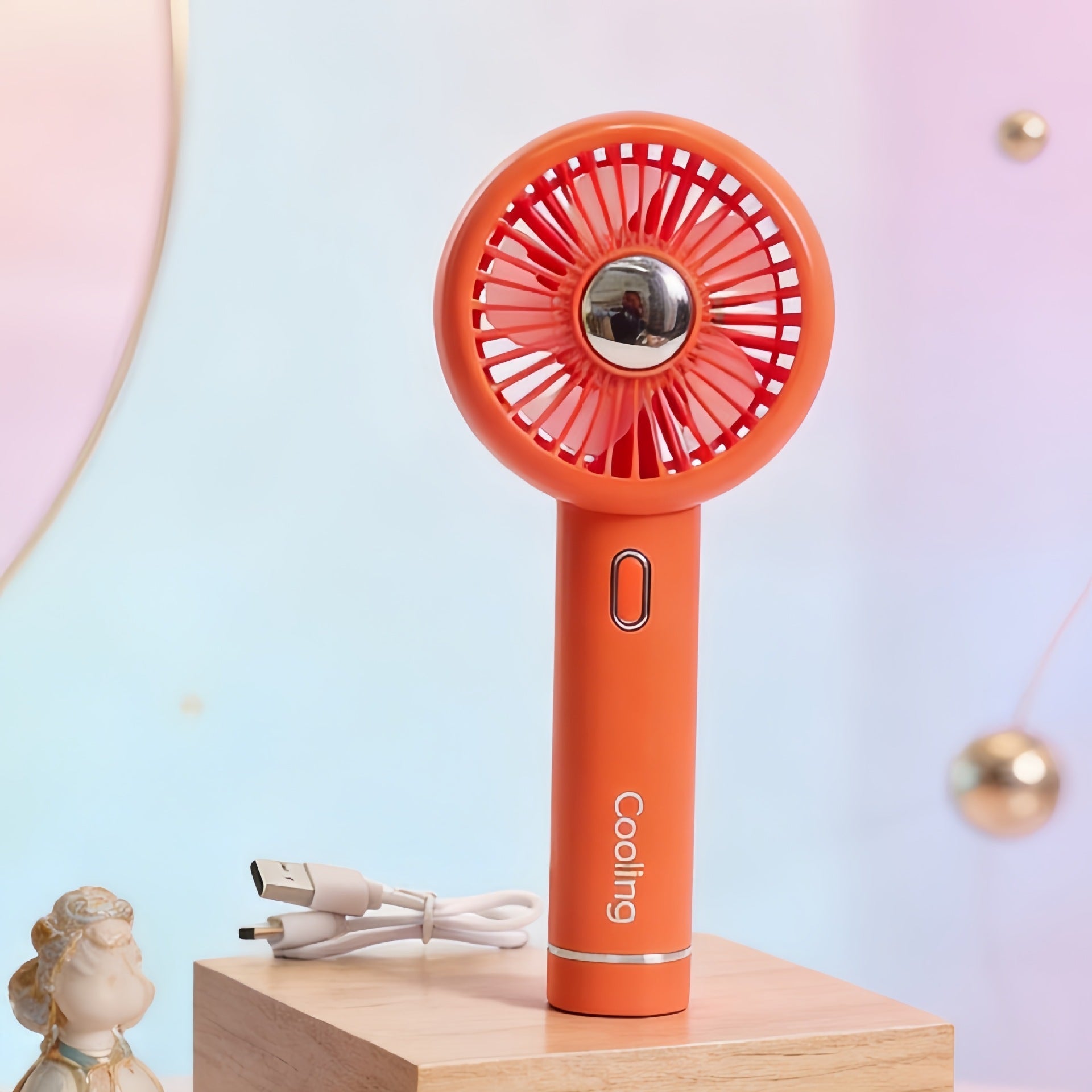 Portable USB Hand Fan for Women with Ergonomic Grip and Variable Speed Control Compact Personal Cooling