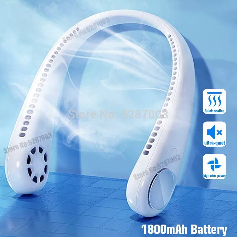 Portable Rechargeable Bladeless Neck Fan Whisper Quiet Hands-Free Adjustable Airflow