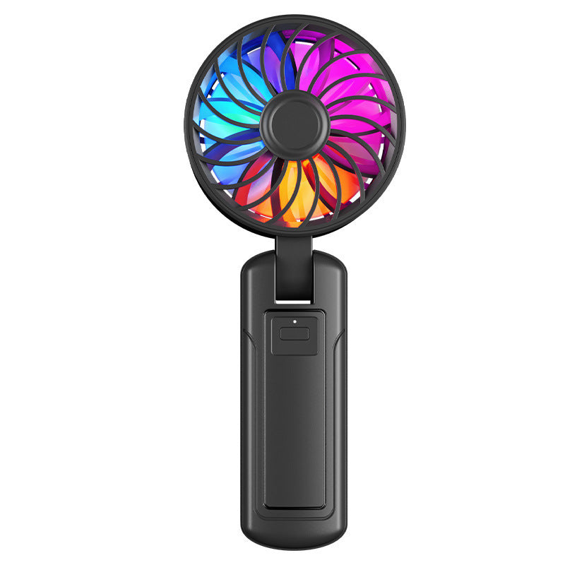 Portable LED Handheld Fan Rechargeable Multi-Color Light Compact Personal Cooling Breeze