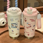 Women's Insulated Mug BPA-Free Plastic Flip-Top Lid Playful Character Design