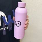 Women's Stainless Steel Insulated Water Bottle Leak-Proof Cap Smiley Design