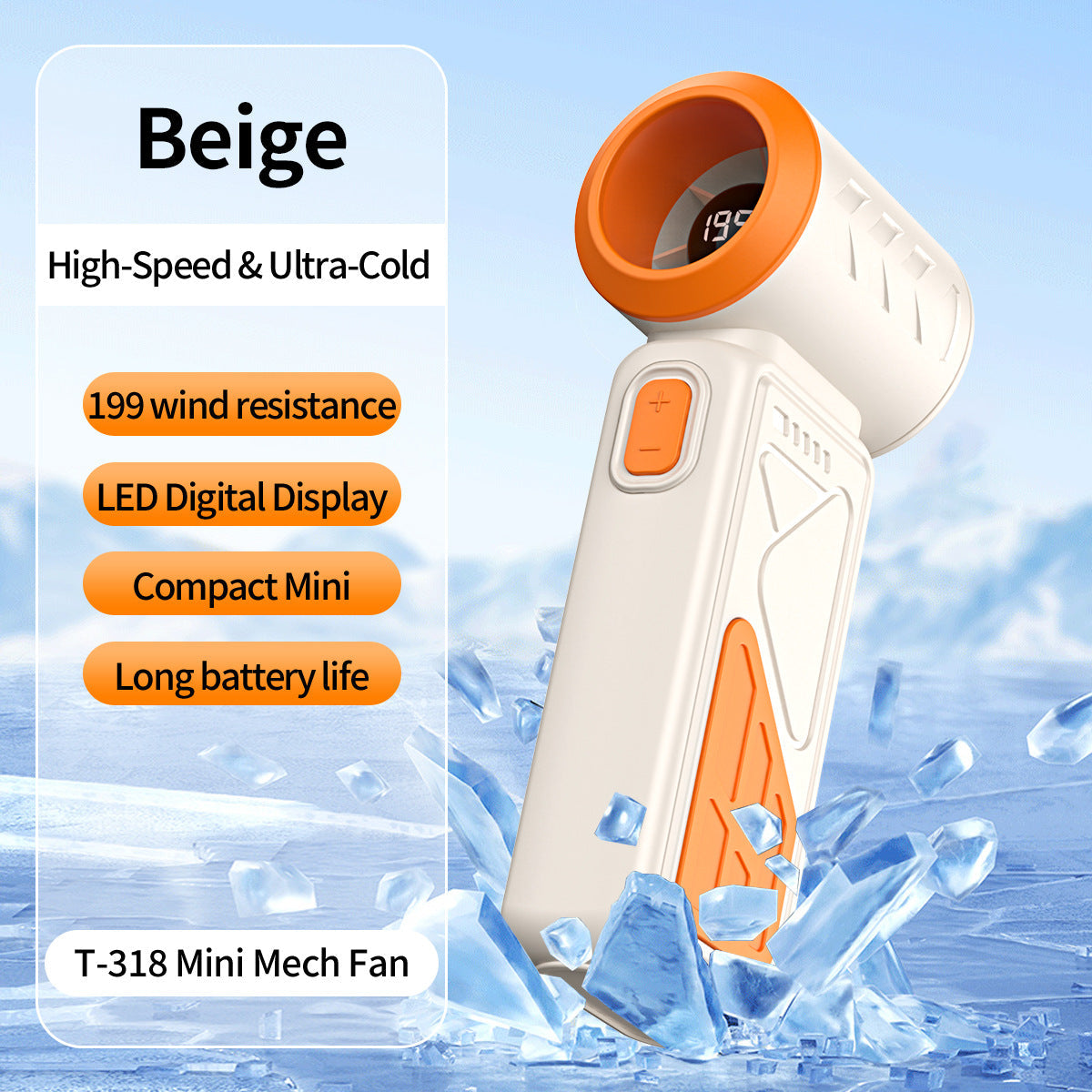 Harrow Portable Mini Fan with LED Temperature Display Lightweight Rechargeable
