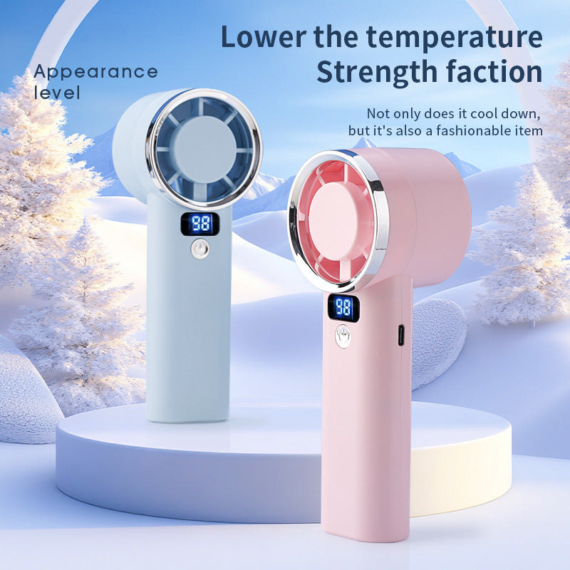 Portable Handheld Fan with Digital Display and Five Speed Levels