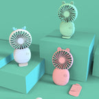 Rechargeable Mini Desk Fan Portable Quiet Bear-Shaped Adjustable Speed