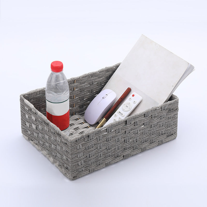 Woven Storage Baskets Durable Eco-Friendly Plastic Organizer for Home Office Bathroom