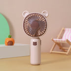 Ladies Hand Fan Portable USB Rechargeable Cute Bear Design 3-Speed Cooling