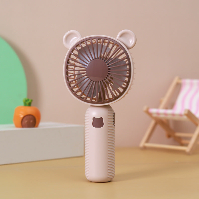 Ladies Hand Fan Portable USB Rechargeable Cute Bear Design 3-Speed Cooling