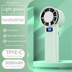 Portable Handheld Fan with Digital Display 5 Speeds 3000mAh Battery