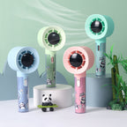 Portable Handheld Fan with Integrated Moisture Container Rechargeable Panda Design