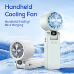 Portable Personal Fan Compact Lightweight Rechargeable Battery Operated with LCD Display and Multiple Speeds