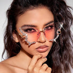Women’s Butterfly Sunglasses with Sparkling Stones Green Accents UV Protection Lightweight