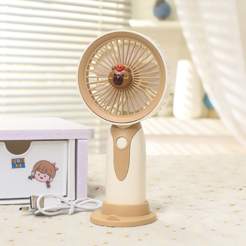 Portable USB Hand Fan for Women with Creative Animal Design Rechargeable Compact Handheld Fan