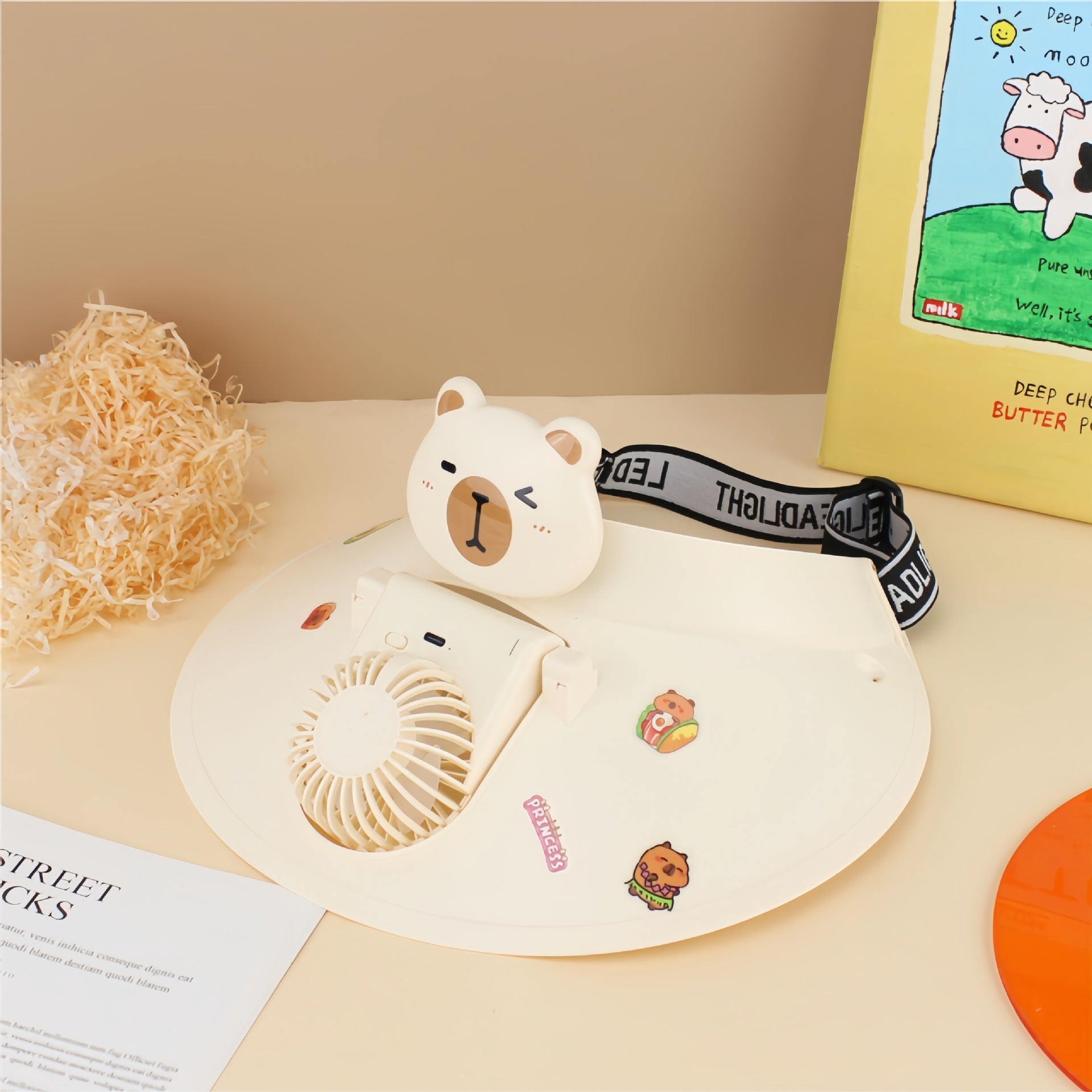 Portable Personal Fan with Cute Animal Design Lightweight Quiet Operation for Women