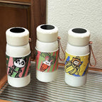 Women’s Insulated Water Bottle BPA-Free Plastic Double-Walled Panda Design Spill-Proof Lid