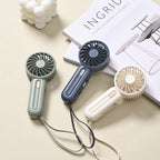Portable Handheld Fan USB Rechargeable Foldable Handle Carrying Strap Unisex