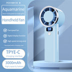 Portable Handheld Fan with Digital Display and Five Speed Levels