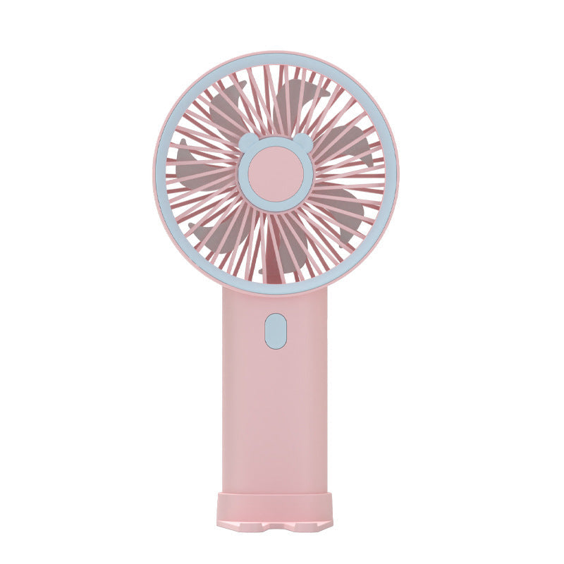 Portable Handheld Fan Cute Bear Design Rechargeable Multi-Speed Compact Summer Cooler