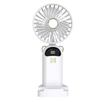 Mini Rechargeable Tabletop Fan with LED Temperature Display 3 Speeds Quiet Operation Portable