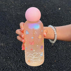 Glass Drinking Bottle for Women BPA-Free Butterfly Design Reusable Eco-Friendly