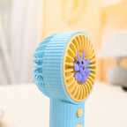 Portable Mini Hand Fan USB Rechargeable Lightweight Quiet Operation with Flower Design