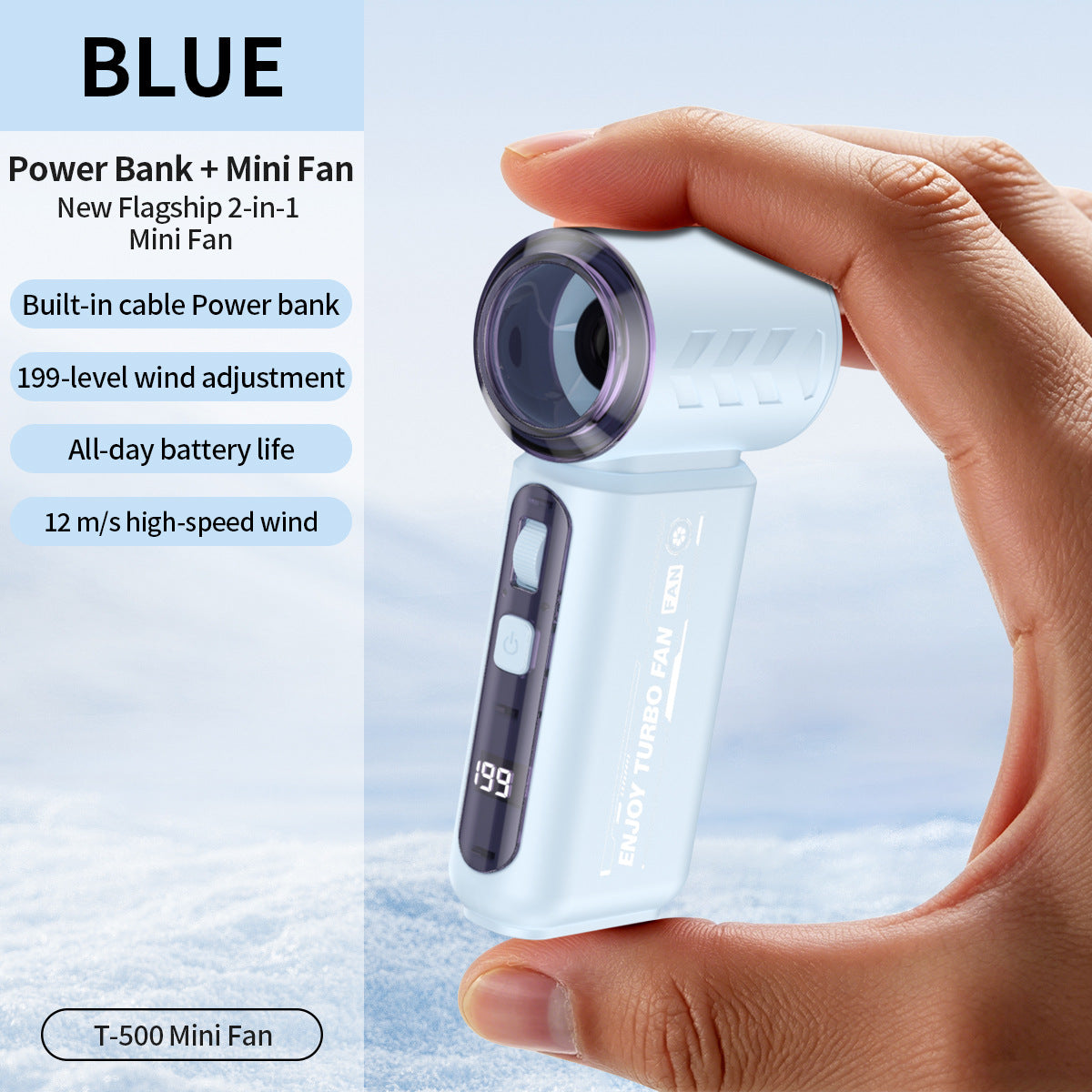 Portable Mini Fan with Power Bank Function Compact Rechargeable Personal Cooler