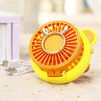 Ladies Portable Hand Fan with Integrated Mirror USB Rechargeable Cute Animal Design Lightweight