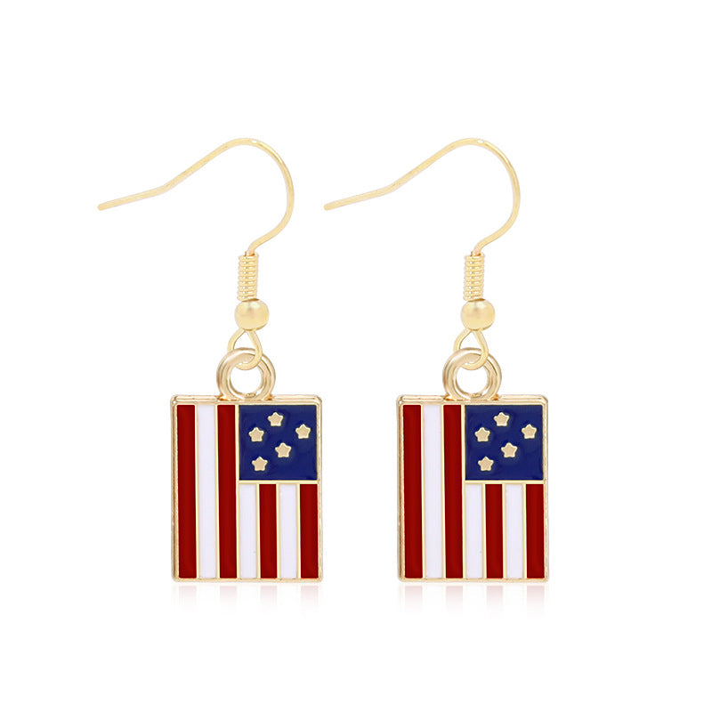 Women's Lightweight Star Earrings Enamel Flag Design Fishhook Closure Zinc Alloy