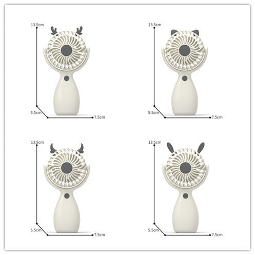 Portable Hand Fan Compact Size LED Light Ergonomic Grip for Women