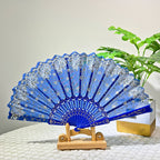 Ladies Decorative Handcrafted Fan with Intricate Patterns and Vibrant Colors