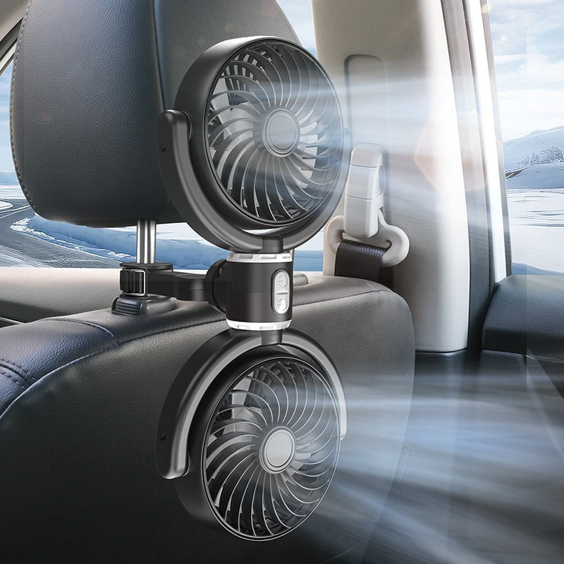 Dual-Head Adjustable Car Air Vent Fan Clip-On Portable Quiet Operation Cooling Fan