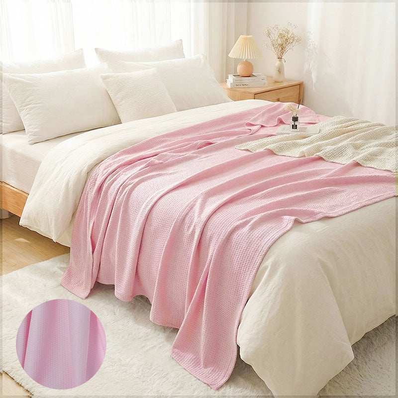Bowlift Cotton Waffle Knit Throw Blanket Lightweight Breathable Cozy Bed Throw