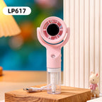 Ladies Portable Hand Fan with Spray Function and Long-Lasting Battery Compact Handheld Cooling Fan