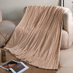Brehn Women's Plush Fleece Blanket Ribbed Texture Soft Cozy Throw Blanket