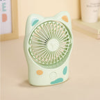 Portable Rechargeable Table Fan Quiet Motor Cat Ear Design USB Charging