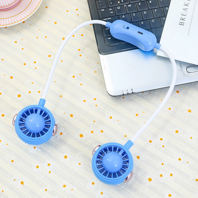 Portable Women's Neck Fan Flexible Mount USB Rechargeable Quiet Personal Cooling Fan