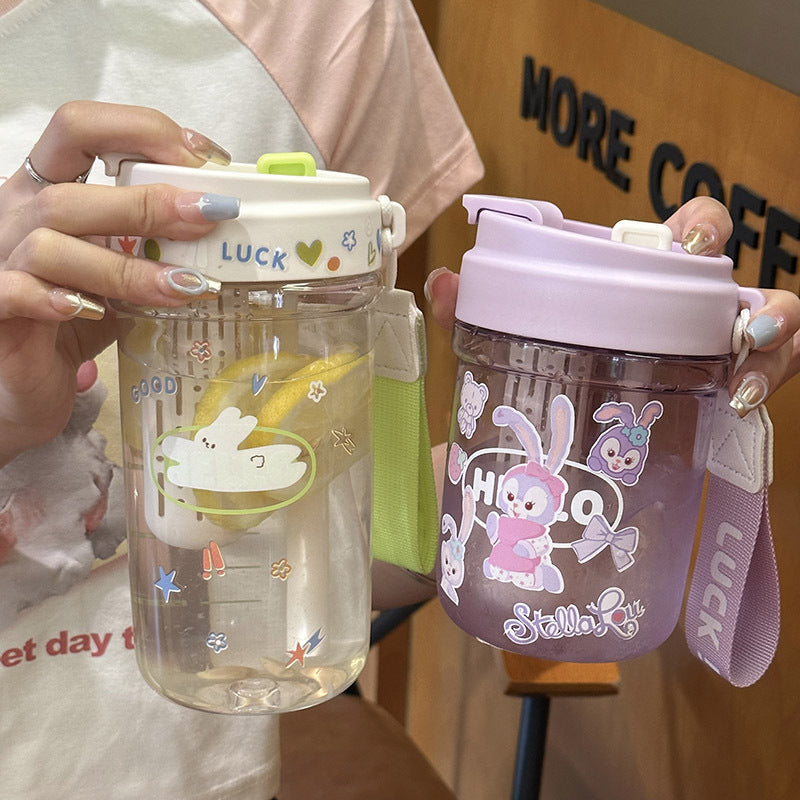 Ladies Stylish BPA-Free Water Bottle with Integrated Carrying System and Leak-Proof Flip Lid